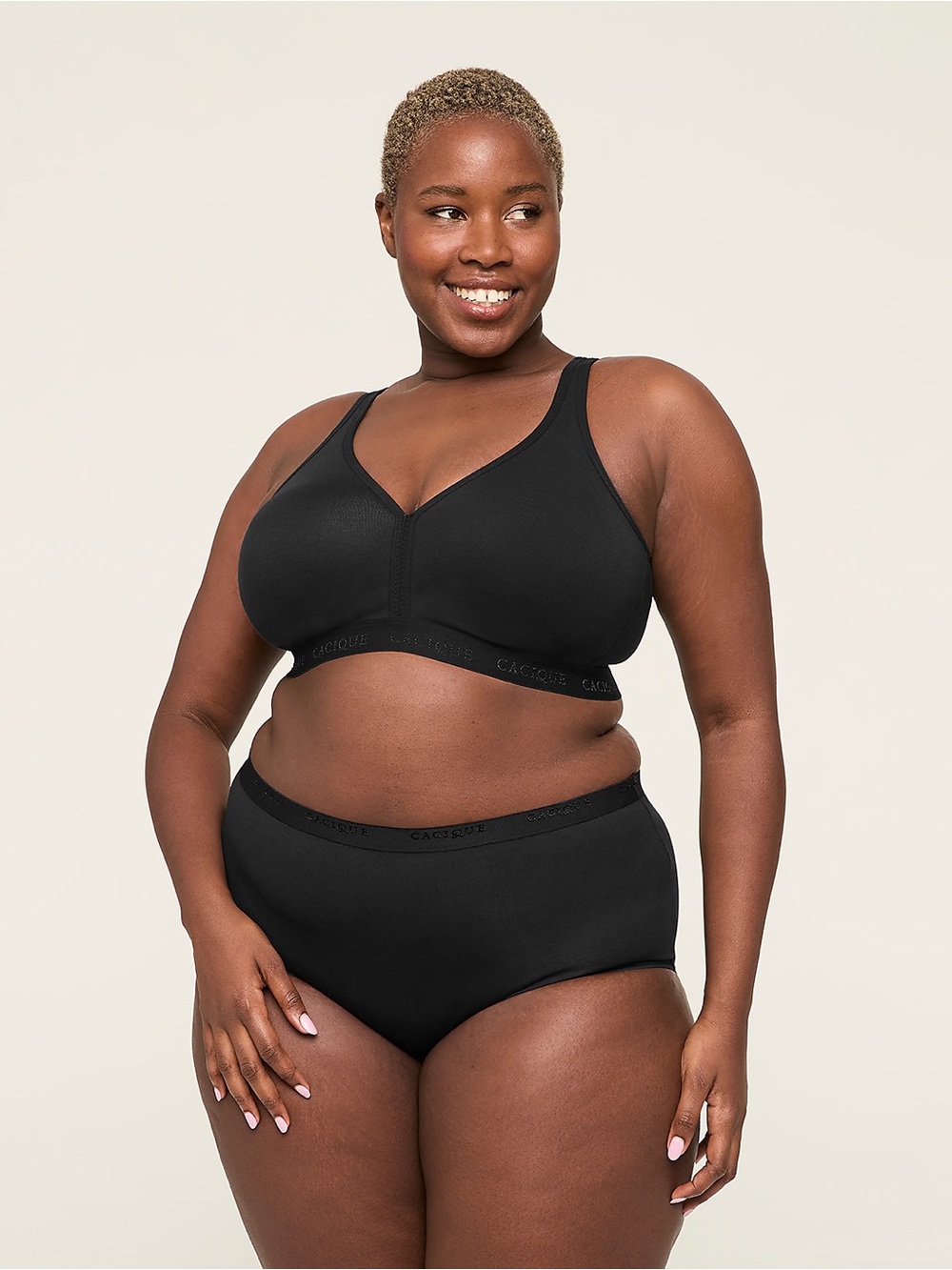 Cacique Unlined Full Coverage No-Wire Black Bra Size 42B
